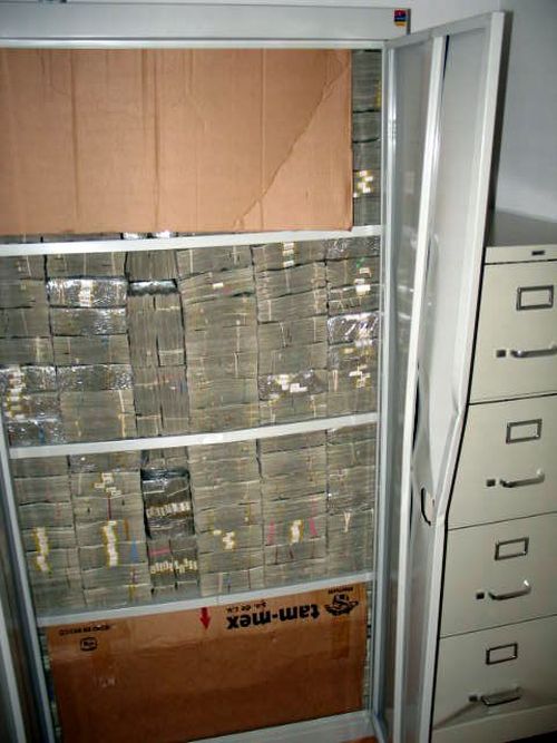 Stacks of cash were found in every nook and cranny...